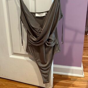 ASTR silver criss-cross body suit